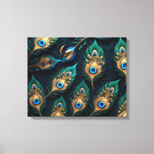 Papercut Peacock Feathers patroon Canvas Afdruk