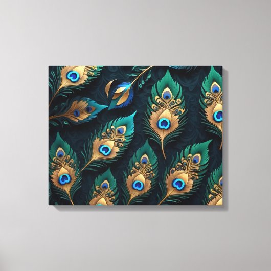 Papercut Peacock Feathers patroon Canvas Afdruk (Voorkant)