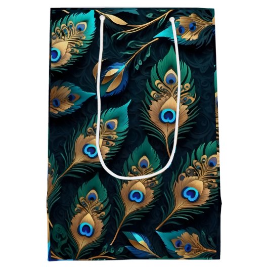 Papercut Peacock Feathers patroon Medium Cadeauzakje (Achterkant)