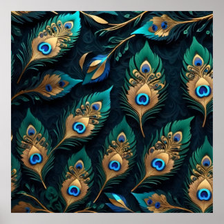 Papercut Peacock Feathers patroon Poster