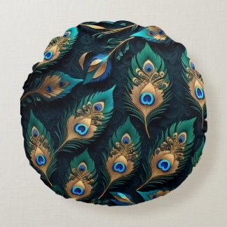Papercut Peacock Feathers patroon Rond Kussen