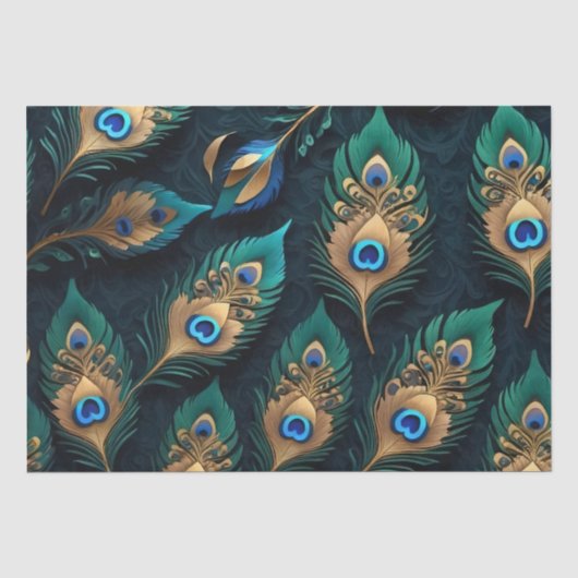 Papercut Peacock Feathers patroon Tissuepapier (Voorkant)