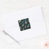 Papercut Peacock Feathers patroon Vierkante Sticker (Envelop)