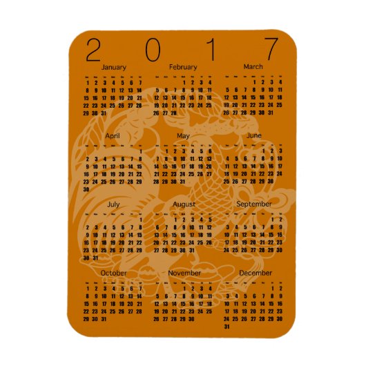 Papercut Rooster Calendar 2017 Choose color Magnet Magneet (Verticaal)