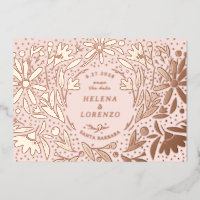 Papercut Rustic Bloemen Save the Date Rose Goud
