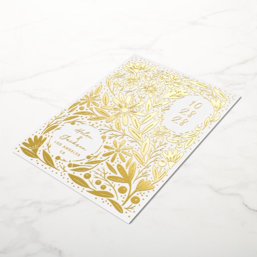 Papercut rustieke bloemen opslaan van de datum folie uitnodiging (Gedraaid)