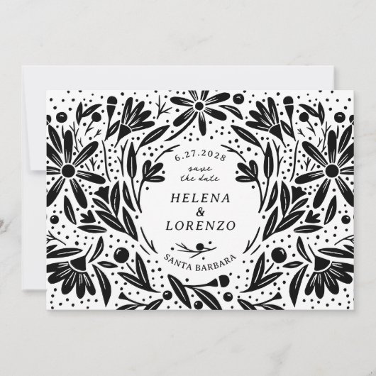 Papercut rustieke bloemen save the date (Voorkant)