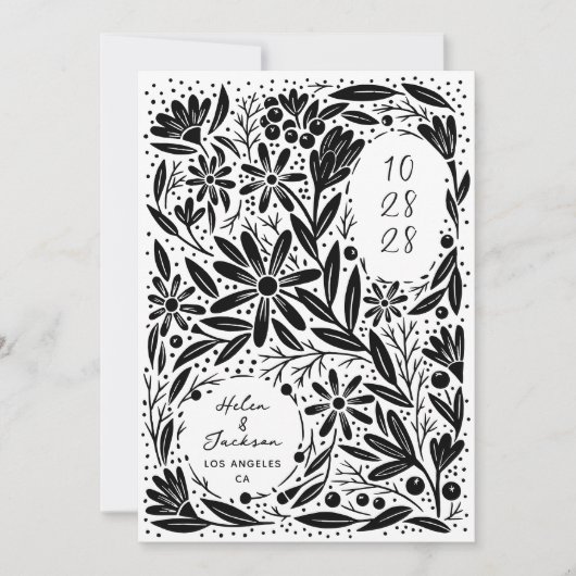 Papercut rustieke bloemen save the date (Voorkant)