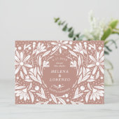 Papercut rustieke bloemen stoffig Roos Save The Date (Staand voorkant)