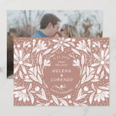 Papercut rustieke bloemen stoffig Roos Save The Date (Voorkant / Achterkant)