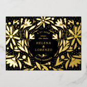 Papercut rustieke bloemen zwart Save the Date goud Folie Uitnodiging (Voorkant)