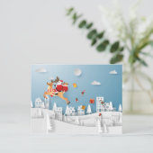 Papercut Santa bezorgt cadeau voor Kerstmis Briefkaart (Staand voorkant)