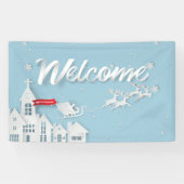 Papercut Santa en rendieren Welkom Kerstmis Spandoek (Horizontaal)