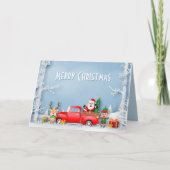 Papercut Santa & Friends Red Truck Feestdagen Kaart (Voorkant)