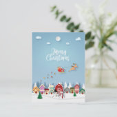 Papercut Santa Red Barn Sneeuwmannen Kerstmis Briefkaart (Staand voorkant)