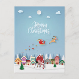 Papercut Santa Red Barn Sneeuwmannen Kerstmis Briefkaart