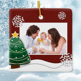 Papercut Snowflakes - kerstboomfamilie Foto Keramisch Ornament