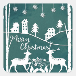 Papercut stijl Merry Christmas Stickers