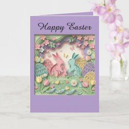 Papercut Style Easter Bunny Greeting Card Kaart