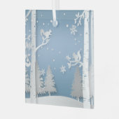 Papercut Winter Forest and Squirrels Glas Ornament (Voorkant links)