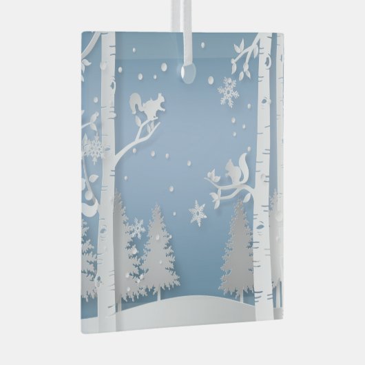 Papercut Winter Forest and Squirrels Glas Ornament (Voorkant Rechts)