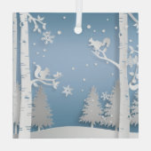 Papercut Winter Forest and Squirrels Glas Ornament (Achterkant)