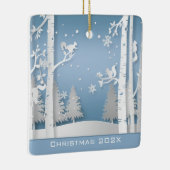 Papercut Winter Forest and Squirrels Keramisch Ornament (Rechts)