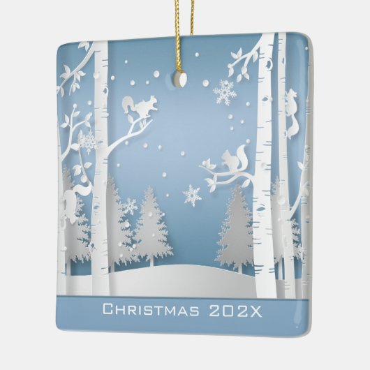 Papercut Winter Forest and Squirrels Keramisch Ornament (Links)