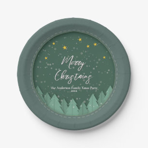Papercut Winter Woud Groene Kerstfeest Papieren Bordje