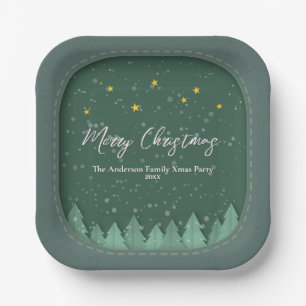 Papercut Winter Woud Groene Kerstfeest Papieren Bordje