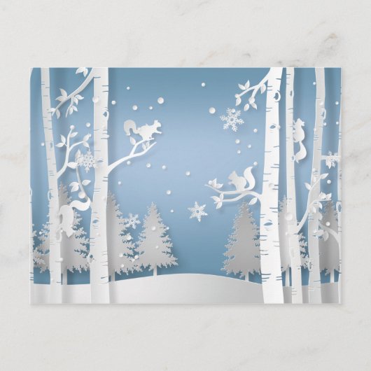 Papercut Winterbos en Eekhoorns Kerstmis Briefkaart (Voorkant)