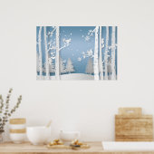 Papercut Winterbos en Eekhoorns Poster (Keuken)