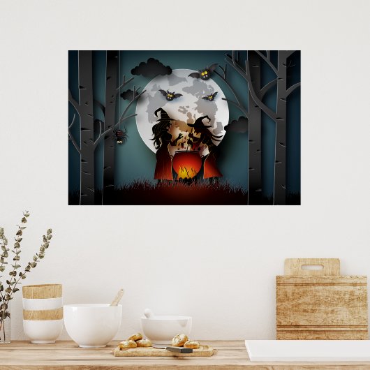 Papercut Witches in het Bos Poster (Keuken)