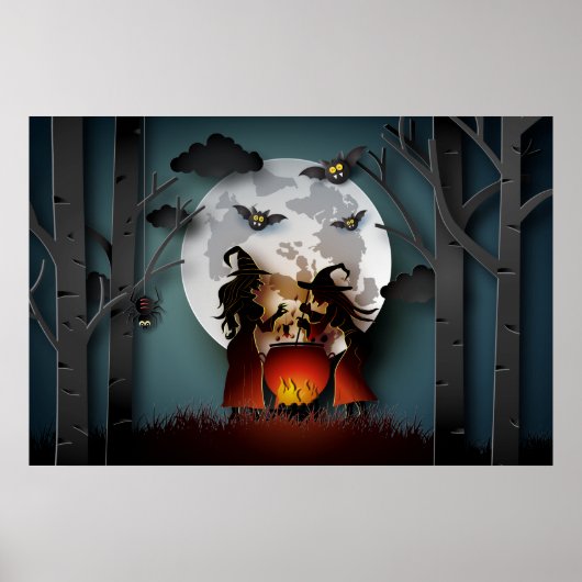 Papercut Witches in het Bos Poster (Voorkant)