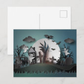 Papercut Zombie Graveyard & Ghosts Briefkaart (Voorkant / Achterkant)