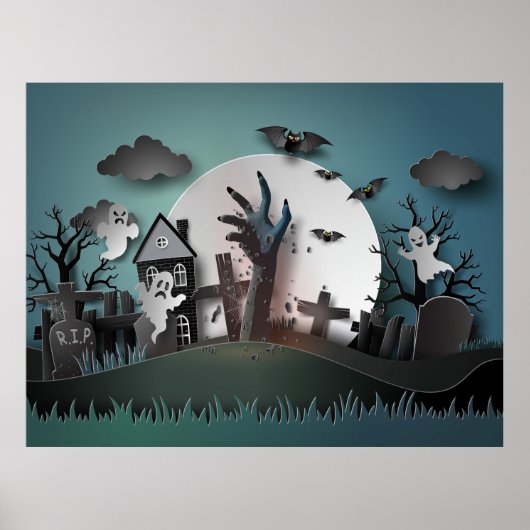 Papercut Zombie Graveyard & Ghosts Poster (Voorkant)