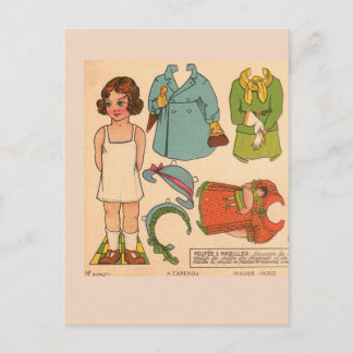 PAPERDOLL GIRL VINTAGE CUTE POSTCARD BRIEFKAART