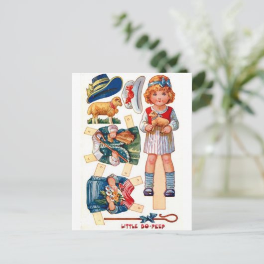 Paperdoll Little Bo Peep Briefkaart (Staand voorkant)