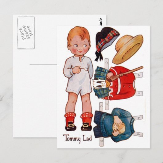  Paperdoll Little Boy Tommy Briefkaart (Voorkant / Achterkant)