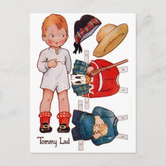  Paperdoll Little Boy Tommy Briefkaart (Voorkant)