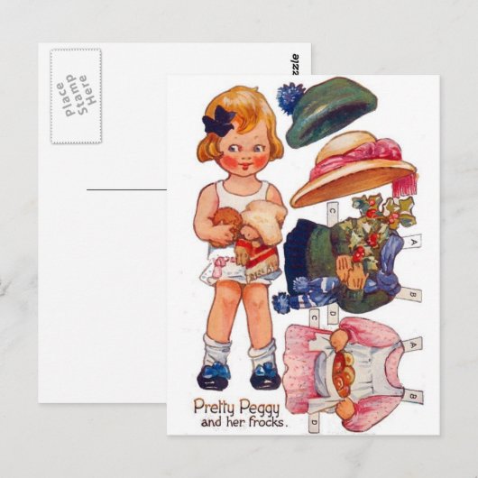  Paperdoll Little Girl Peggy Briefkaart (Voorkant / Achterkant)