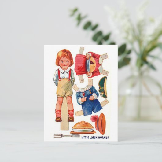  Paperdoll Little Jack Horner briefkaart (Staand voorkant)