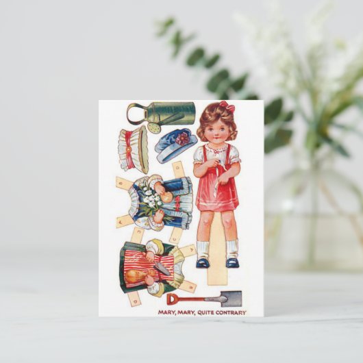 Paperdoll Mary, Mary Quuite Contrary Card Briefkaart (Staand voorkant)