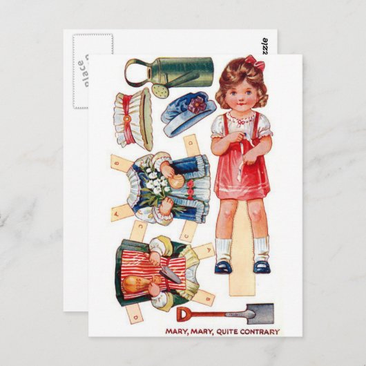  Paperdoll Mary, Mary Quuite Contrary Card Briefkaart (Voorkant / Achterkant)