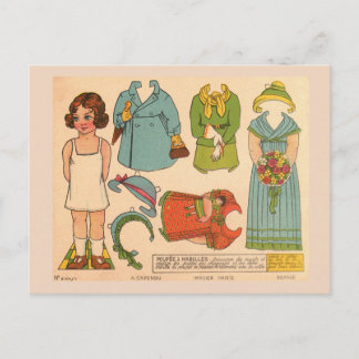 PAPERDOLL MEISJE ANTIQUEKAAART BRIEFKAART