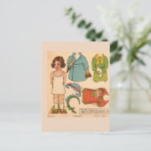 PAPERDOLL MEISJE OUD ZOEK POSTKAART (Staand voorkant)