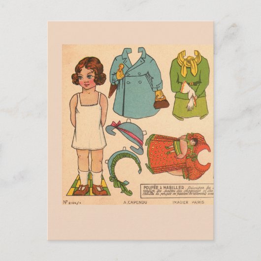 PAPERDOLL MEISJE OUD ZOEK POSTKAART (Voorkant)