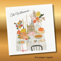 PAPEREN SERVET MET PERSONALIZED THANKSGIVING TAFEL