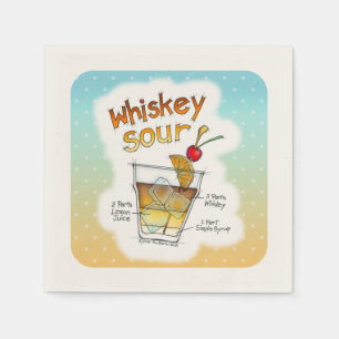 PAPEREN SERVETTEN - WHISKEY SOUR RECEPT COCKTAIL K