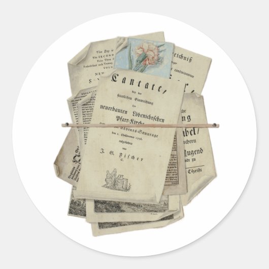 Papers Bloemen Prints Scrapbooking Art Classic Ronde Sticker (Voorkant)